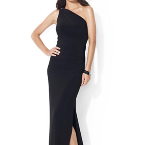 ralph lauren black one shoulder dress